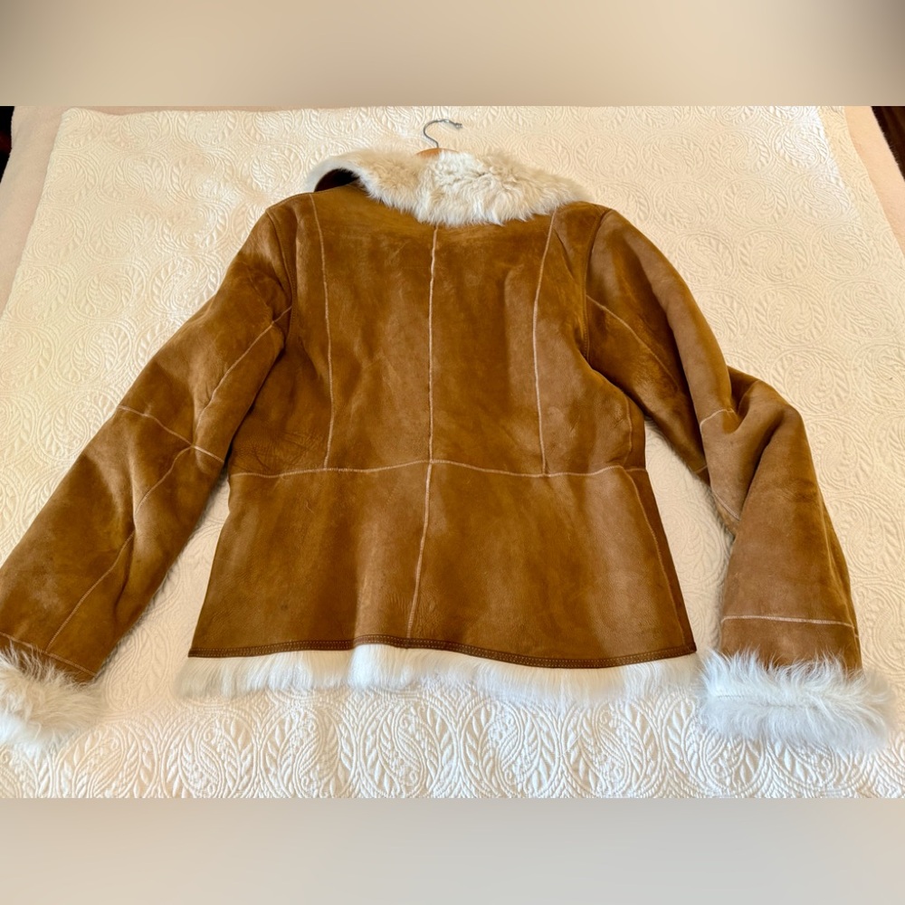 COLE HAAN Lambskin Suede Jacket with fur lining. Penny Lane Jacket - Picture 3 of 16